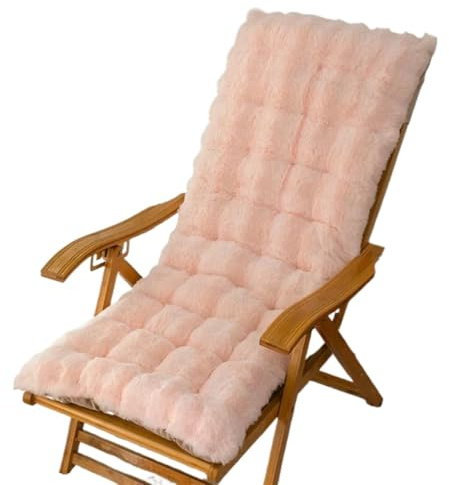 USOHJZ Deckchair Cushion Rocking Chair Plush Cushion Outdoor Garden Chair Cushion Non-Slip High-Backed Chair Pads Sun Lounger Cushion Outdoor Cushions For Chairs(Pink,50x125CM)