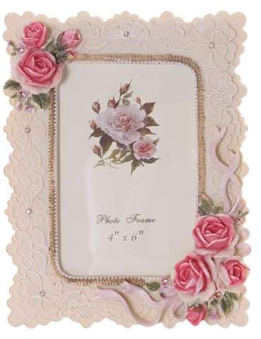 BM-016 Rosas Decoración Barroca Romántica Estilo Rural Estilo Fotográfico Decoración, Tamaño de la foto 10 x 15 cm (4x6 pulgadas), Blanco