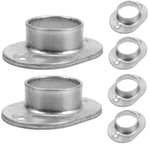 DOITOOL 6pcs 48mm Round Post Base Plate Zinc Steel Handrail Bracket Floor Flange Deck Railing Support Accessories for Outdoor Fence and Stair Installation