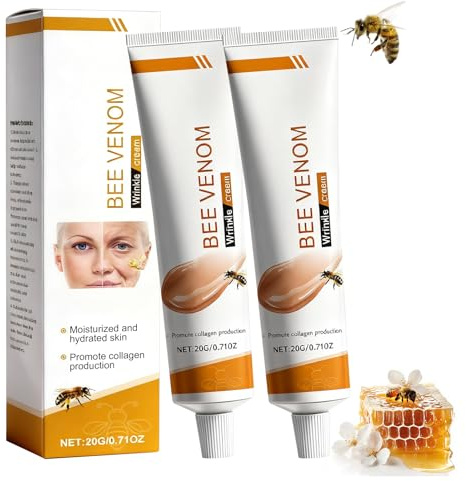 Crema Antiarrugas y Reafirmante con Veneno de Abeja - Pack de 2 x 20g - Tratamiento Intensivo para Cara y Cuello - Hidratante Natural para Hombre y Mujer - Para Todo Tipo de Piel