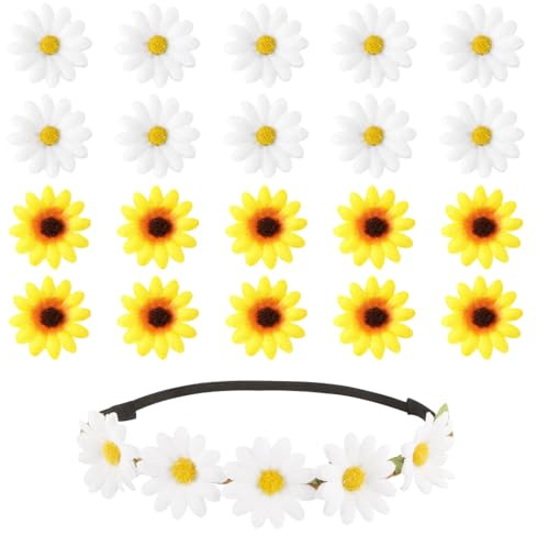 TRKETK 21 Piezas Clips de Pelo de Flor de Margaritas Bonito y Elegante Accesorios para el Cabello Hebillas de Pelo de Flor Ideales para Boda Fiesta Vacaciones Playa Niñas y Mujeres