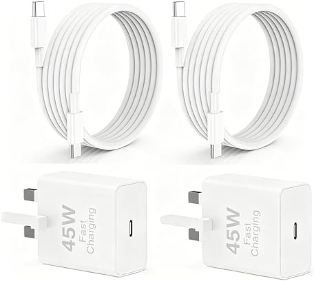 45W Fast Charger USB C, 2Pack iPhone 17 Charger Plug with 2M/3M Charging Lead, Long Type C to C Cable/Cord with Charge Adapter/Head for Apple iPhone 17 Pro Max/16e/16 Plus/15/iPad Air,Samsung Galaxy