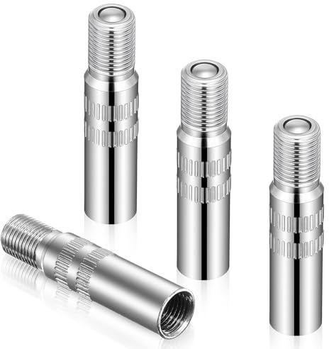 4Pcs Tire Valve Extender, Tire Valve Extension Adapter 39mm for Car & Motorcycle, Silver (Heavy Duty, Leak Proof Design)