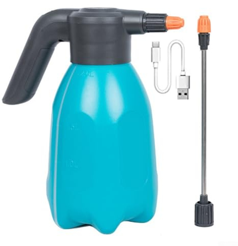 babominimer Botella pulverizadora eléctrica de 2 litros recargable inalámbrica para jardín con boquilla ajustable, tanque de agua ergonómico de polietileno de alta densidad, batería de larga duración