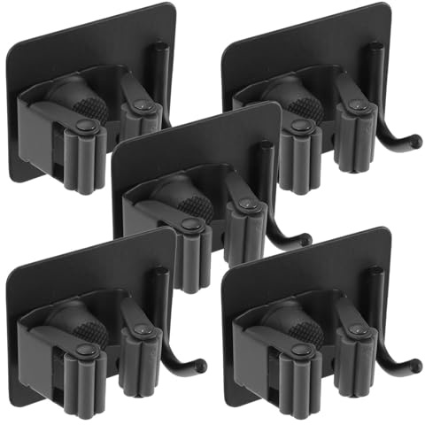 HOMSFOU 5 Piezas soporte para escoba soporte para fregona escoba para trapeador Grey