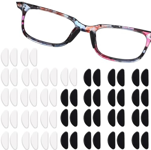 30 Paar Brillenpads Selbstklebende Adhesive Nasenpads Brillen Silikon Antirutsch Brillenpads Transparent Dünne Rutschfeste Nasenpads Brillezubehör für Brillen Sonnenbrillen Brille Zubehör (1mm)