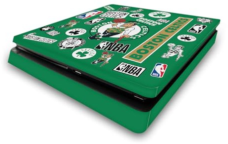 Head Case Designs Licenza Ufficiale NBA Collage di Sticker Boston Celtics Vinile Sticker Gaming Pelle Adesivo Compatibile con Sony Playstation 4 PS4 Slim Console