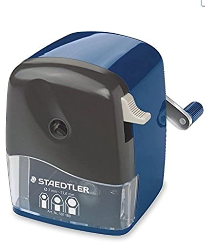 Staedtler Mars 501 180 Rotary Anspitzer für Runde, dreieckige, sechseckige Prisma Farbe, Bleistifte, klassische manuelle Bleistiftspitzer, Desk Clamp