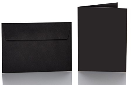 Paper24 25 Faltkarten blanko mit Umschlag 120x170 mm, Briefumschläge B6, Doppelkarten mit Umschlag sind ideal für Geburtstag in Schwarz