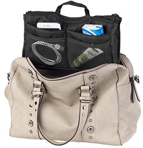 Xcase Taschenorganizer: Handtaschen-Organizer m. 13 Fächern, 29 x 17 x 8 cm, waschbar, schwarz (Organizer Tasche Damen, Kulturbeutel, Reise)