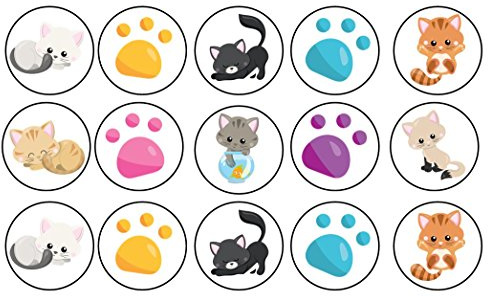 15 x 2 inch cupcake toppers cats kitten edible wafer