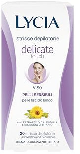 Lycia - Delicate Touch Gesichtshaarentfernungsstreifen mit Titandioxid und Ringelblumenextrakt, ohne Parfüm, Farbstoffe und Konservierungsstoffe, 20 Streifen
