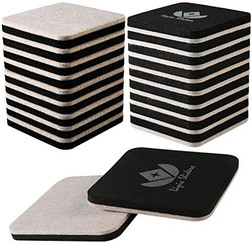 Liyic 20 Pack 3in.Square Felt Sliders for Hard Surfaces - Heavy Duty Furniture Moving Sliders