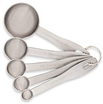 husMait Stainless Steel Measuring Spoons - 5 Piece Heavy Duty Measuring Spoon Set for Dry Food, Spices or Liquids