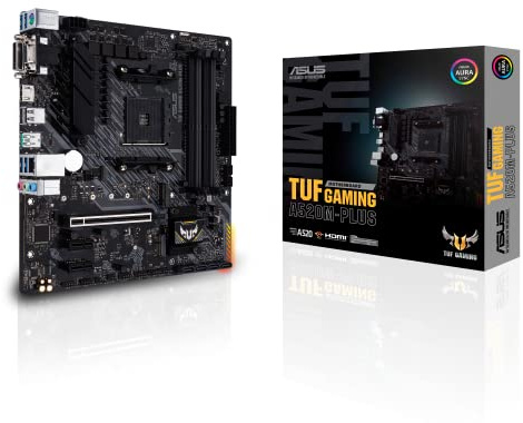 ASUS TUF GAMING A520M-PLUS, scheda madre Gaming AMD A520 (Ryzen AM4) micro ATX, slot M.2, HDMI, D-Sub, DVI, USB 3.2 Gen 2 port Type-A, SATA 6 Gbps, Aura Sync RGB