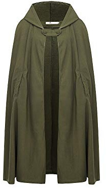 JLTPH Damen Herbst Winter Maxi Lose Umhang mit Kapuze Mantel Poncho Kap Strickpulli Longstrickjacke Trenchcoat Outwear (L, Armeegrün - kurz)