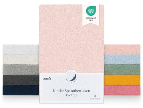 Laleni Set of 2 Terry Towelling Fitted Sheets for Cot Bed - Fitted Sheet 40 x 90 cm Oeko-Tex 100 Certified Rose