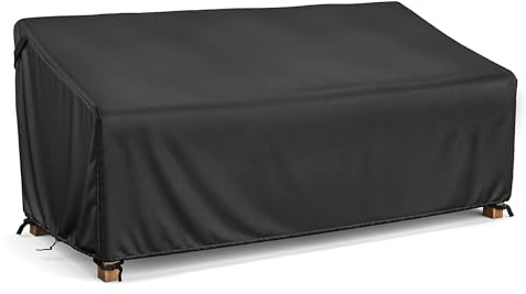 LCGOD Housse Banc Jardin 2 Places 600D imperméable 134x66x63/89cm | Coupe-vent, anti-UV, indéchirable, boucles réglables, cordon de serrage, toutes saisons pour extérieur.
