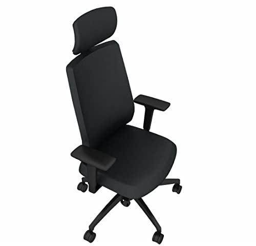 Dauphin Indeed nachhaltiger Bürostuhl, höhenverstellbar, ergonomisch, leichtes Gewicht (Polo: Schwarz, Vollpolster mit Nackenstütze)