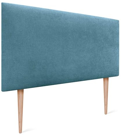 DHOME Testiera in similpelle o tessuto AQUALINE Liscia e con gambe Testiera per letto imbottita Testiera per letto imbottita (Tessuto Turchese, 90cm con Gambe (Lits 70/80/90))