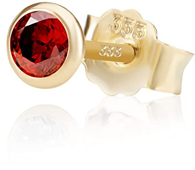 NKlaus Einzel 4,0mm 333 Gelb Gold 8 Karat Ohrstecker Kristall Zirkonia Granat Butterfly Verschluss Damen Mädchen 3372