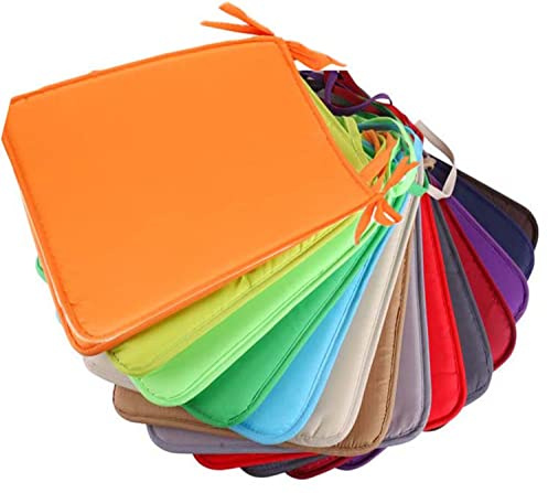 Waigg Kii Lot de 2/6/8 coussins de chaise avec attaches 40 x 40 cm, coussins de chaise de salle à manger antidérapants pour jardin, coussin de siège d’intérieur/extérieur (8 pièces, gris foncé)