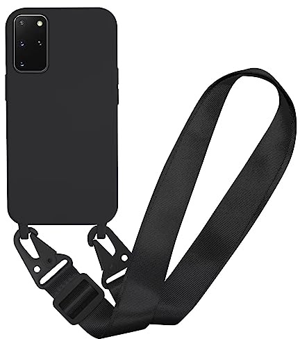 MBSLFY Silikon Handykette für Samsung Galaxy S20 Plus Hülle mit Band,Verstellbarer Halskette Handyhülle,Necklace Hülle mit Band, Handyhülle für zum Umhängen,Case mit Schnur,Schwarz