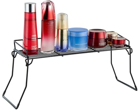 JUNCHU CHERRY Metal The Sink Vanity Organizer, Bathroom or Kitchen Sink Organizer, Feminine Products Organizer (Black)