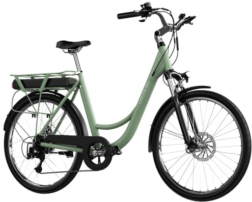 Cecotec Bicicleta Elettrica da Città City. Autonomia di 80 km, Batteria da 468 Wh, Sospensione Anteriore, Cambio Shimano a 6 Velocità e Doppio Freno a Disco.