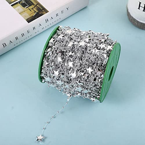 LUMoony 60 m Perlenband mit künstlichen Perlen Perle Perlenrolle ABS Perlenkette Fünfzackiger Stern Dekorative Schnur für Hochzeit Blume Weihnachtsbaum Dekoration Nähen Basteln Verpackung