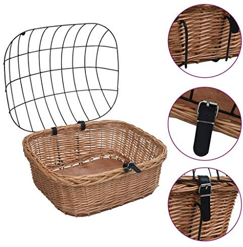 vidaXL Fahrradkorb vorne und Deckel 50 x 45 x 35 cm Weide Natur