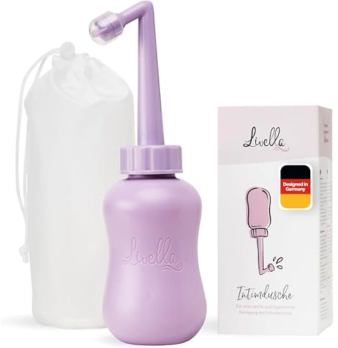 Livella | Intimdusche in Lila (400 ml) – Entwickelt in Deutschland - Für eine sanfte und hygienische Reinigung des Intimbereichs – Mehr Wohlbefinden im Wochenbett – Ideal als Reisebidet und Podusche