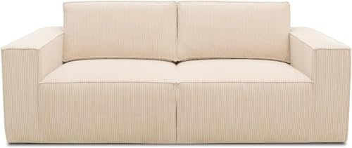 DOMO. collection Sofa Portland, 2 Sitzer Polstersofa, Cord Creme | 2 Sitzer mit modernem Design, gemütliches Polstersofa für Wohnzimmer, 210 x 93 x 84 cm (BxTxH)