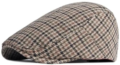 JZTDYPP Schiebermütze Herren Baskenmütze, Kariert, Künstler, Maler, Baskenmütze, Hut, Männlich, Weiblich, Verstellbar, Efeu, Zeitungsjunge, Flache Kappe, Herbst-Winter-Barett Für Männer Und F