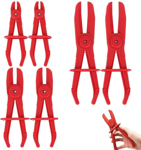 Pince à Clamper les Tuyaux, 6 Pièces Pinces pour Tuyaux Flexibles, Pinces à Clamper les Durites, pince à Collier 3 Tailles, Pince à Collier de Frein, Pour Tuyaux Flexibles, Tuyaux de Frein, Rouge