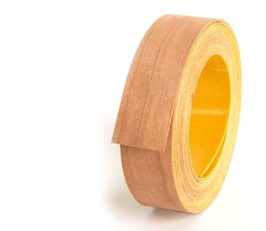BRICOROLL Selbstklebende Bordüre, einfache Anwendung ohne Bügeleisen, aus Naturholz, Kirschbaum-Design, 25 mm x 5 m, für Bretter und Möbel, einfache Anwendung, hergestellt in Spanien