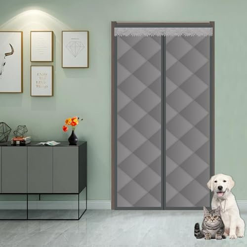Cortina di Tempesta Tenda 290 x 185 cm Anti Freddo, Oscuramento, Insonorizzazione Zanzariere Magnetiche per Porte Finestre per Balcone Soggiorno Cantina, Grigio
