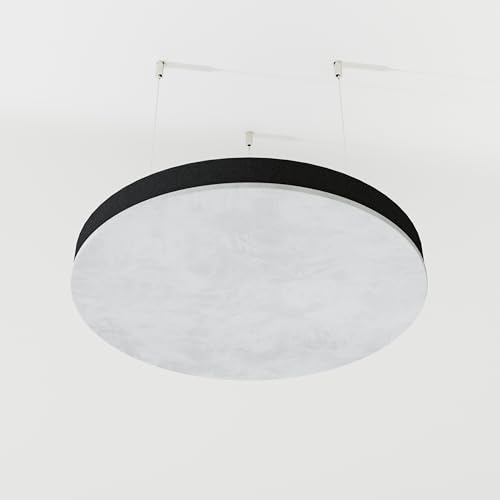 Lot de 2 panneaux acoustiques de plafond en velours « CIRCLES-Cinematic » avec kit de montage | Panneau acoustique décoratif en forme de nuage | Couleur : (Blanc, CIRCLES)