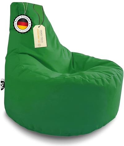 PATCH HOME Sitzsack Gaming Gamer Sitzkissen Beanbag fertig befüllt mit Reißverschluss (Grün, Ø 65cm x Höhe 70cm mit Reißverschluss)