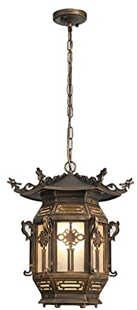 KOIAMVZW Lustre Moderne rétro extérieur étanche Suspension, Lampe Suspendue créative Vintage, Lustre de Plafond luminaire pour Jardin Cour pavillon terrasse Porche Balcon entrée (Couleur : Marron