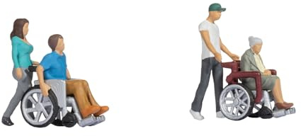 NOCH TT Figuren-Set Rollstuhlfahrer, realistische Modellbau-Figuren, 1:120 TT für Szenen in Ihrer Modellwelt
