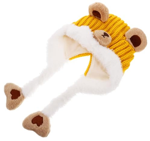 FRCOLOR Ohrenschützer Wollkappe Babyschal Neugeborene Mütze Strickmütze Für Neugeborene Mit Schal Wintermütze Für Mützen Für Neugeborene Wintermütze Für Kleinkinder Baumwolle Yellow