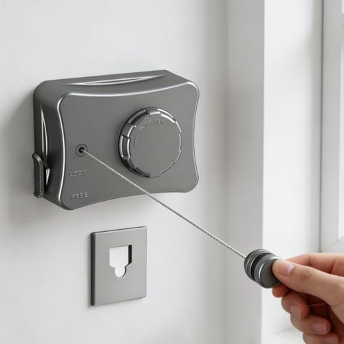 SupRovare Wäscheleine Ausziehbar, 5,1M Ausziehbare, wäscheleine mit Stahlkern, Maximale Tragfähigkeit 20kg, für Balkon, Bad, Waschküche, Schlafzimmer (Grau)