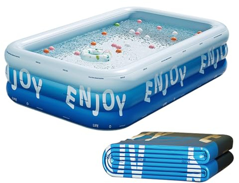 Piscine gonflable – Pataugeoire gonflable pour bébé | Rectangulaire | Installation et rangement faciles, idéale pour les , la famille, une utilisation en intérieur et en extérieur | Tube