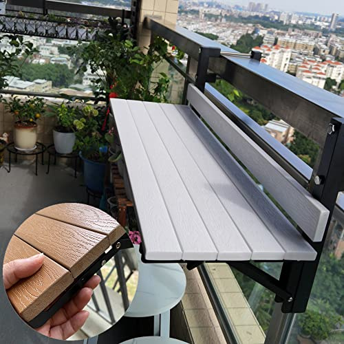 DRFGNF Table de Bar de Balcon pour balustrades, Design épaissi amélioré, Table d'appoint de Balustrade extérieure, Cadre en métal de Jardin de Patio