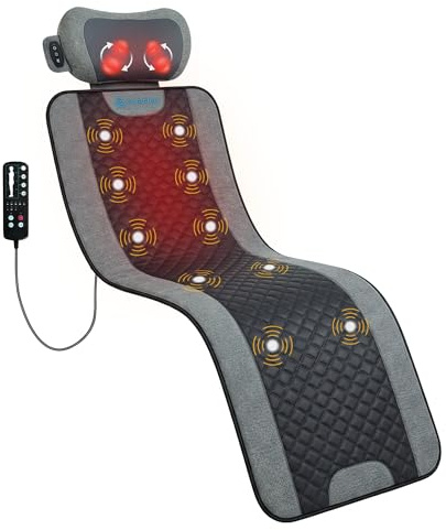 COMFIER 10-Motor Vibration Massage Mat with Detachable Shiatsu Neck Pillow - Full Body Heating Massage Pad, 5 Modes & 3 Intensities, Auto Shut-Off, Home Relaxation, Mothers Day Gift