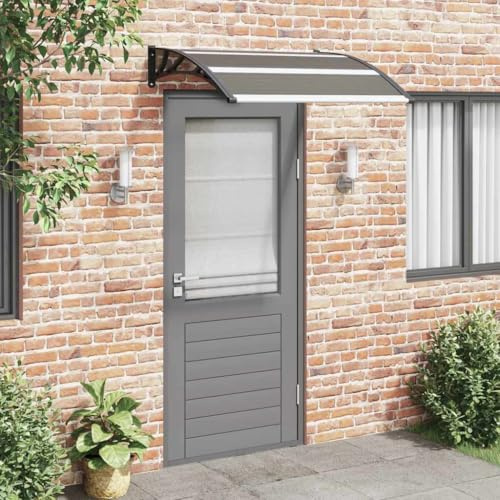 Auvent Extérieur en Polycarbonate,120x100 cm,Noir et Marron Transparent,Auvent de Porte d'Entrée Résistant aux Intempéries,Marquise de Porte Extérieur avec Cadre ABS,Store Extérieur Terrasse