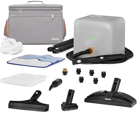 Dampfreiniger Dupray Neat Plus mit 18-teiligem Zubehör-Set – Kraftvolle Reinigung, ohne Chemikalien für Böden, Auto, Fliesen, Fugen und mehr (Neat Plus mit Aufbewahrungstasche)