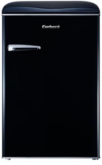 Corberó - Frigorífico Retro Estático | CF1PG90RN | Nevera 110L + 18L Congelador | 90 cm| Luz interior | Cajón Crisper | Descongelación Manual | Estantes de Cristal | Patas niveladoras | Negro