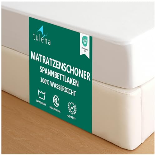 TULENA Matratzenschoner 120x200 cm aus Frottee – Wasserdicht & Atmungsaktiv – Spannbezug mit Rundumgummi – Weicher, Geräuschloser Matratzenschutz – Waschbar, Oeko-TEX Zertifiziert
